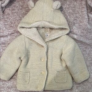GAP Cream Baby Jacket with Bear Ears Hood Size 6-12M
